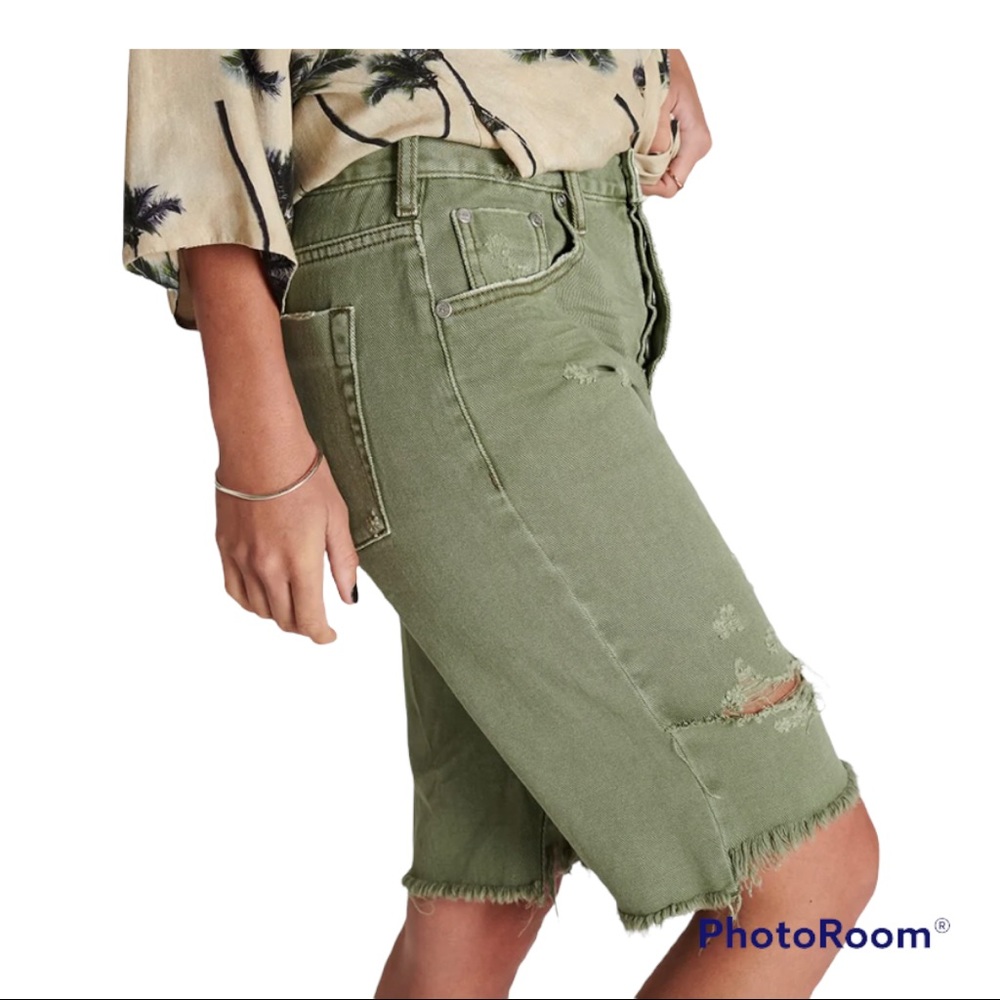 One Teaspoon Khaki Truckers Long Length Shorts Size 24 NWT - Picture 10 of 16
